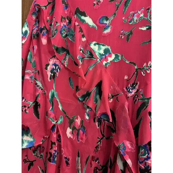 Tanya Taylor Skirt Womens 8 Midi Silk Blend Abstract Fairy Core Cottage Burnout - Picture 4 of 9